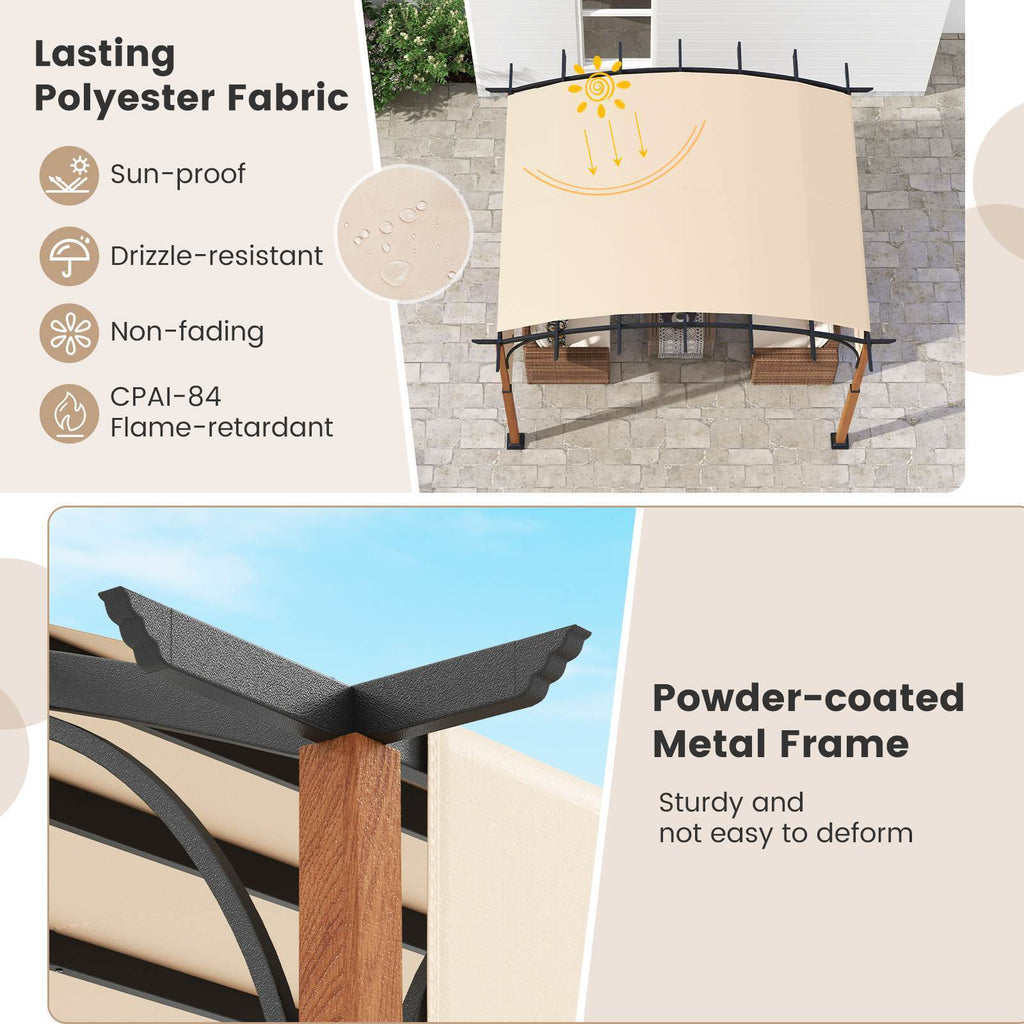 Criolla Metal Pergola with Retractable Canopy 3m x 3.6m