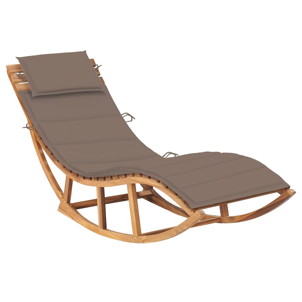Eladio Solid Teak Rocking Sun Lounger w/Cushion - 12 Colours
