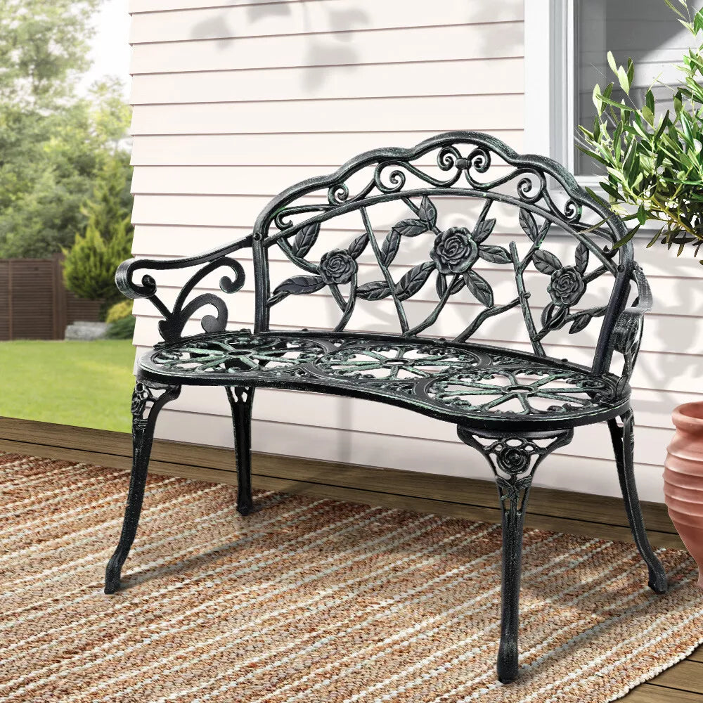 Oriana Cast Iron Garden Bench Seat 100cm - Vintage Green