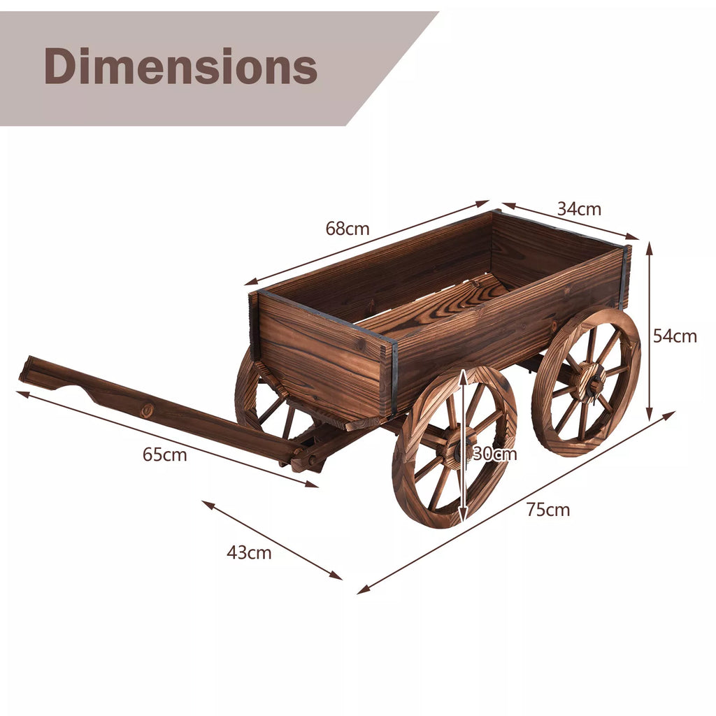 Kalli Wooden Flower Cart w/ 4 Wheels