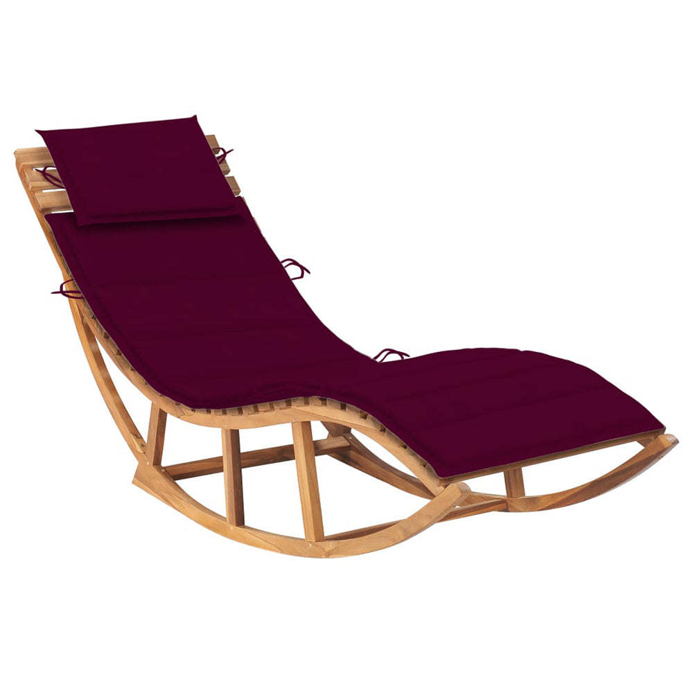 Eladio Solid Teak Rocking Sun Lounger w/Cushion - 12 Colours