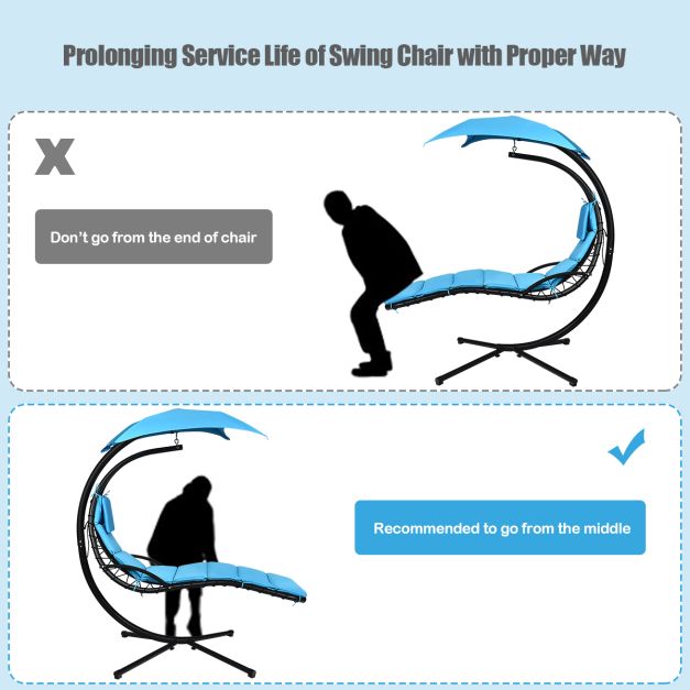 Tizia Hanging Lounger w/Canopy & Built-in Pillow. 3 Cols