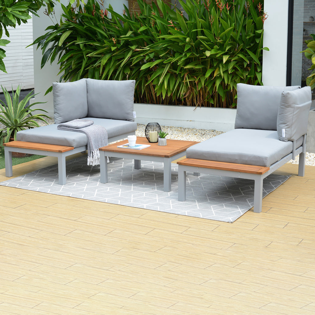 Verona 3pc Wood Outdoor Chair & Coffee Table Set
