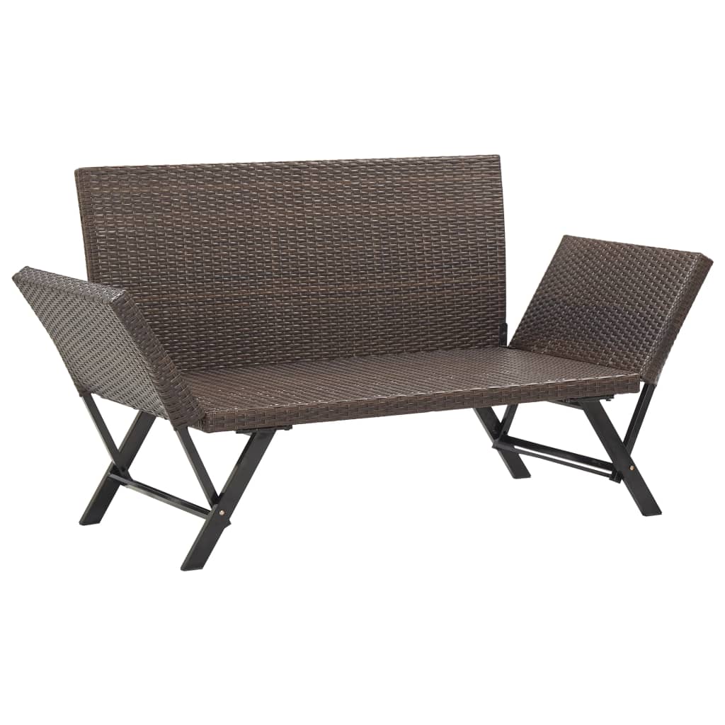 Odillon Convertible Polyrattan Garden Bench/Day Bed