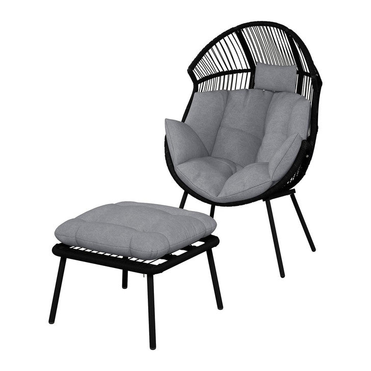 Liliana PE Rattan Outdoor Egg Chair w/ Stool