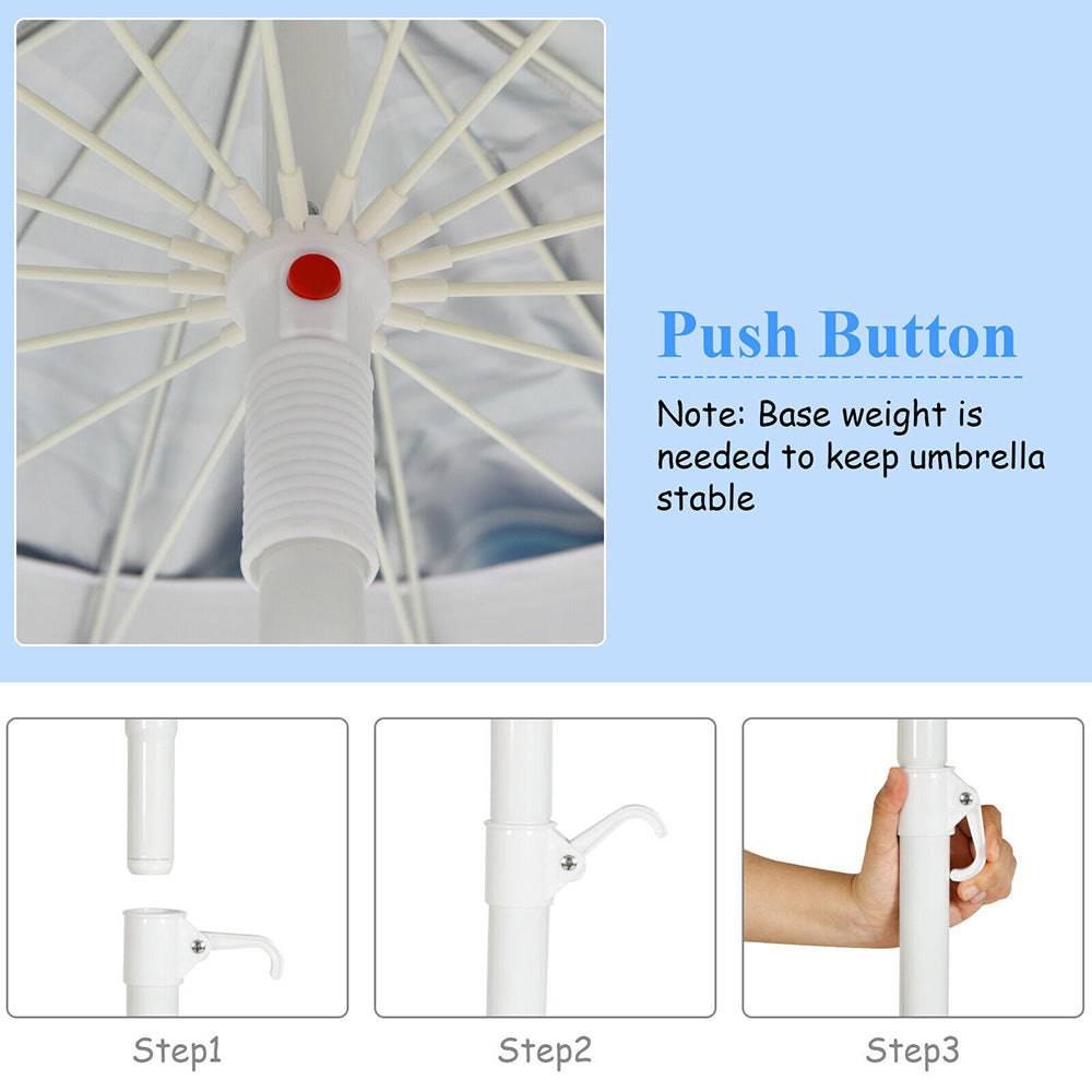 Vivi Beach Umbrella/Sun Shade w/Cup Holder & Carry Bag --- 3 Design Colours