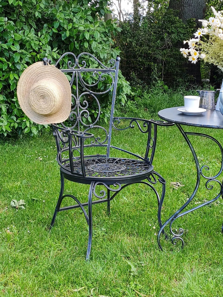 Moulins Wrought Iron Garden Armchair - Black Silver