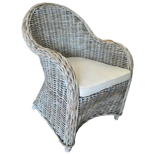 Aversa Hand Woven Cane Armchair - White or Grey