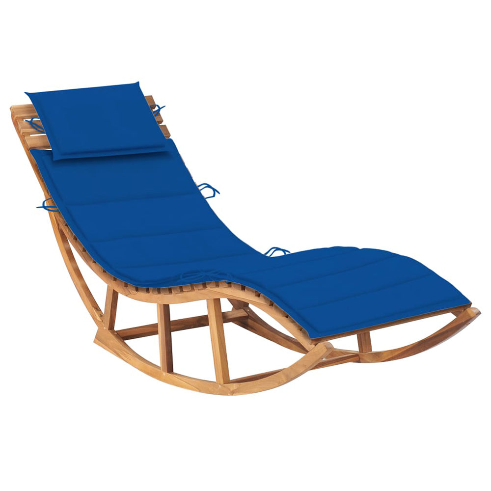Eladio Solid Teak Rocking Sun Lounger w/Cushion - 12 Colours