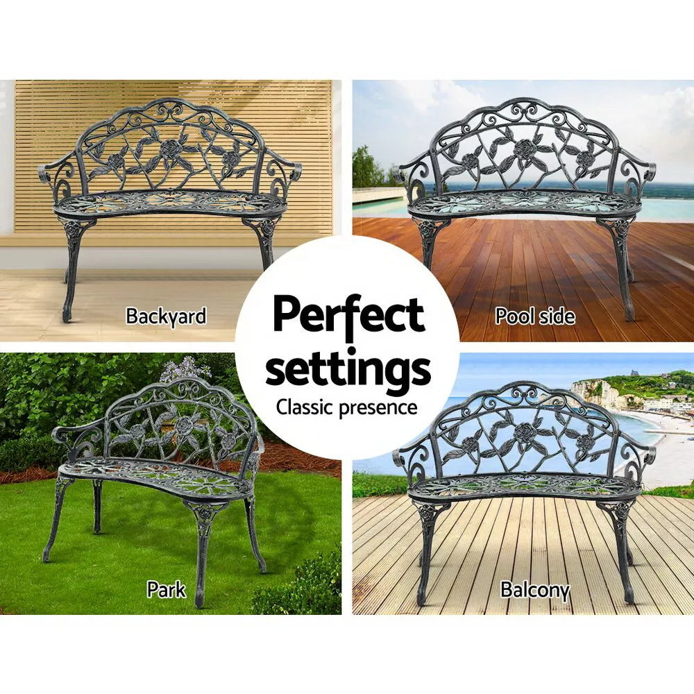 Oriana Cast Iron Garden Bench Seat 100cm - Vintage Green