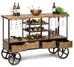 Molise Industrial Style Wooden Bar Cart w/Wine Bottle Rack