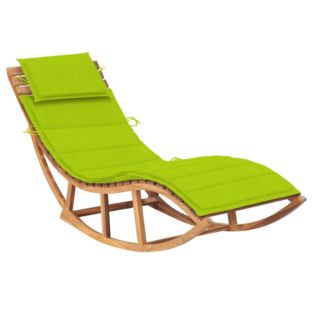 Eladio Solid Teak Rocking Sun Lounger w/Cushion - 12 Colours