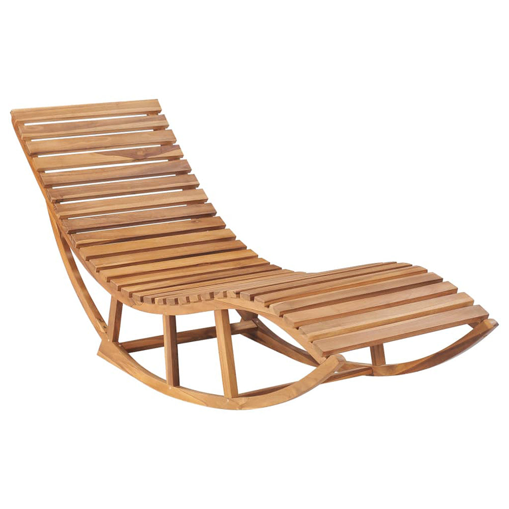 Eladio Solid Teak Rocking Sun Lounger w/Cushion - 12 Colours