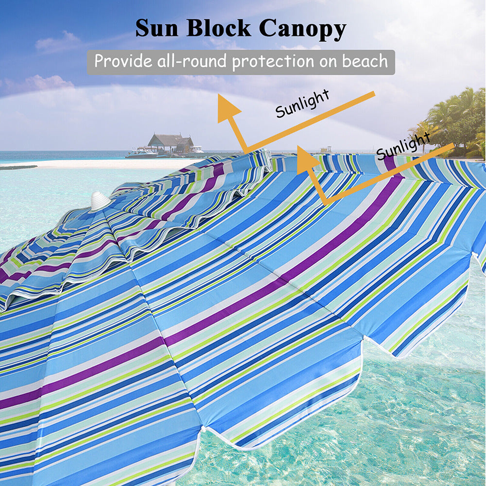 Vivi Beach Umbrella/Sun Shade w/Cup Holder & Carry Bag --- 3 Design Colours