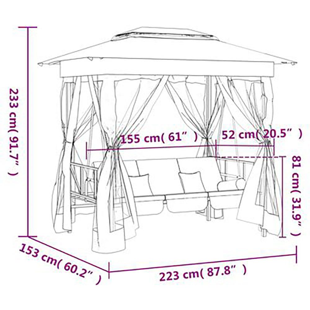Cianna Luxury Outdoor Gazebo/Swing Chair/Sunbed - 4 Cols