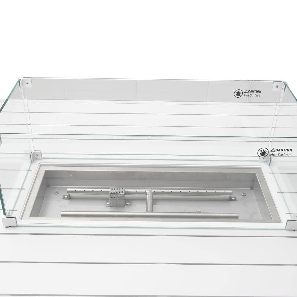 Agni Rectangular Gas Fire Pit Table – White