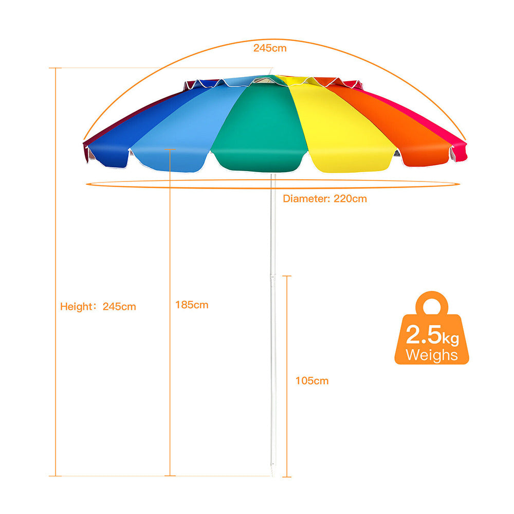 Vivi Beach Umbrella/Sun Shade w/Cup Holder & Carry Bag --- 3 Design Colours