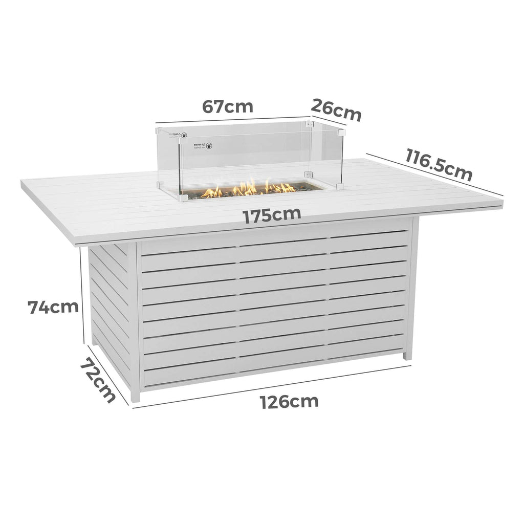 Agni Rectangular Gas Fire Pit Table – White