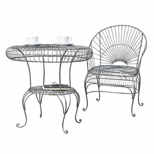 Verbier classic wrought iron 3 piece patio set with table and two chairs