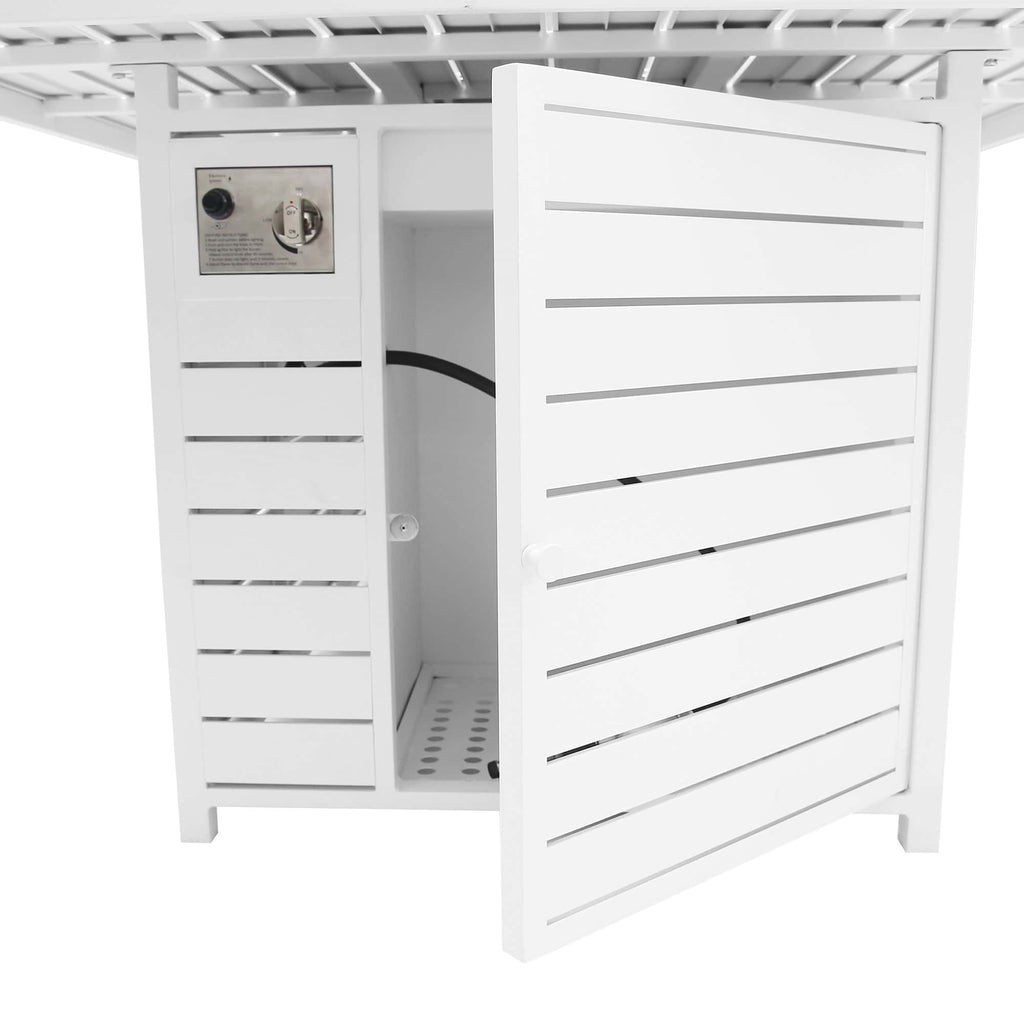 Agni Rectangular Gas Fire Pit Table – White