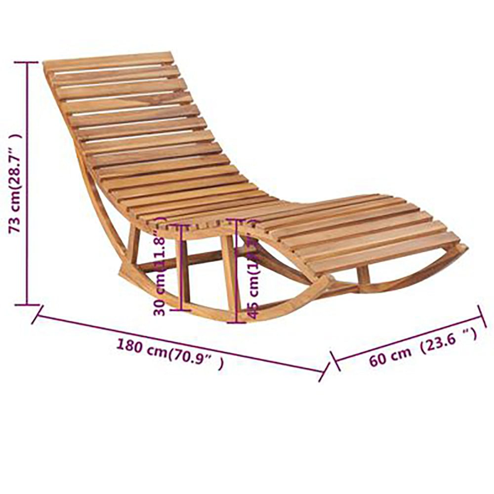Eladio Solid Teak Rocking Sun Lounger w/Cushion - 12 Colours