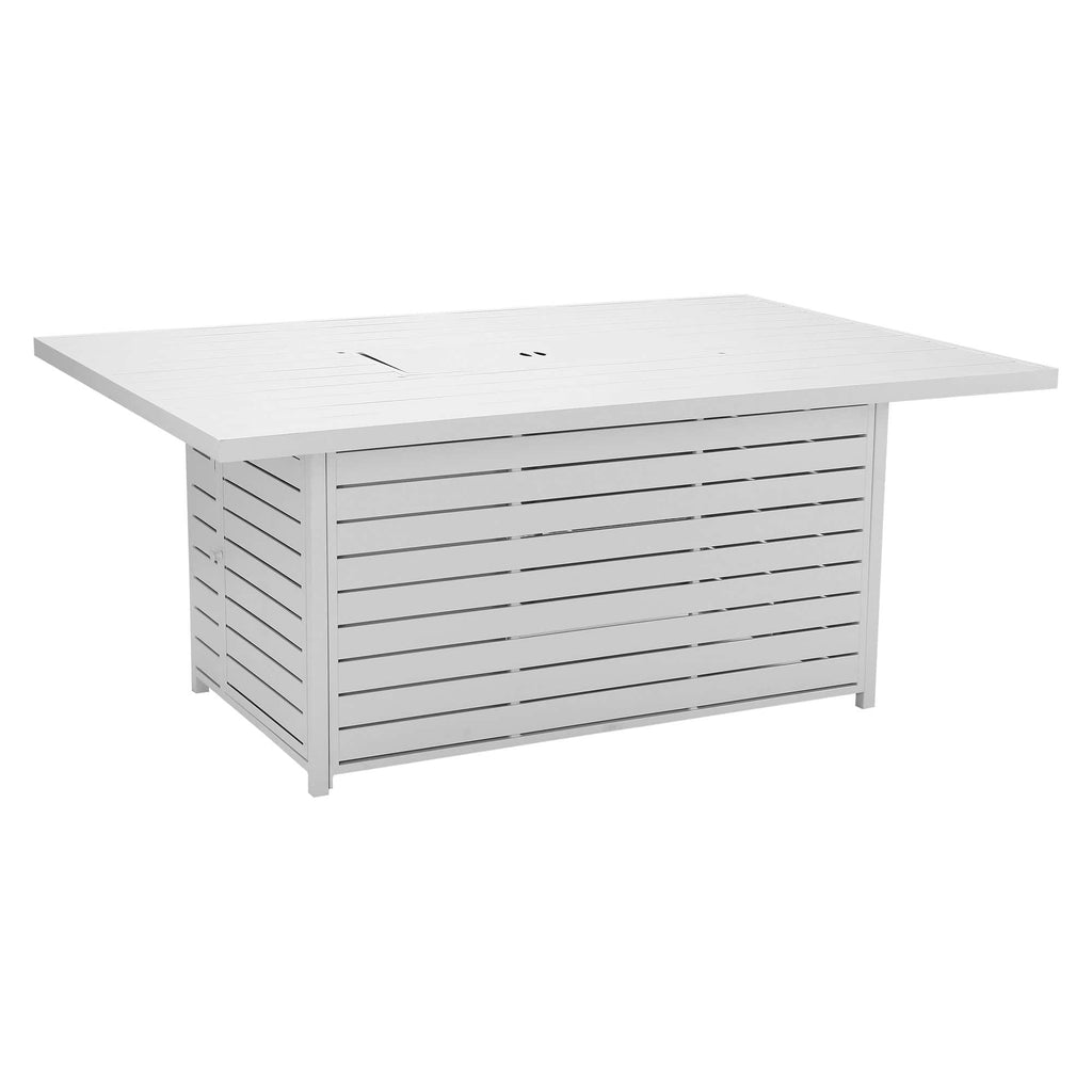 Agni Rectangular Gas Fire Pit Table – White