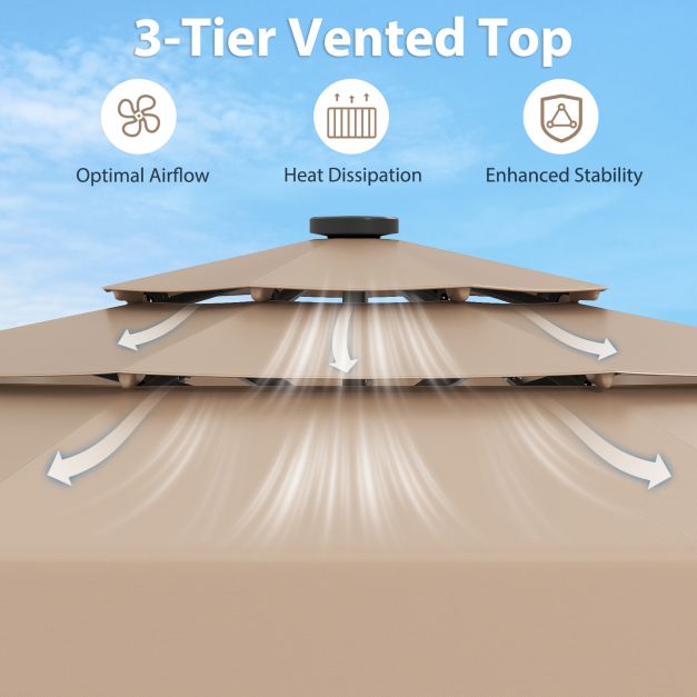 San Marco 3M Patio Umbrella with 3-Tier Vented Top & 8 Ribs