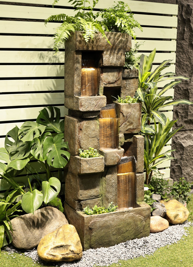 Klayoh 1.43m Cascading Water Wall with Plants