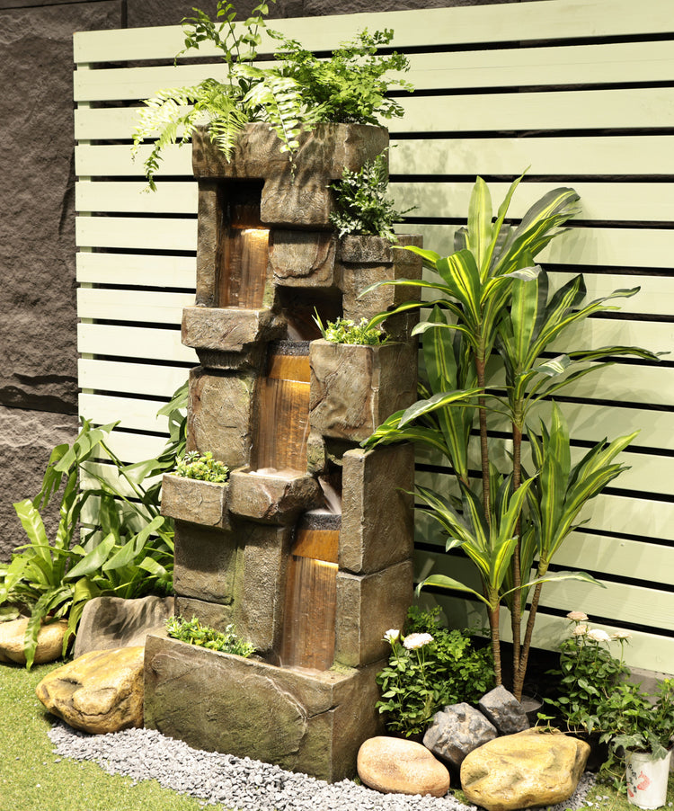 Klayoh 1.43m Cascading Water Wall with Plants