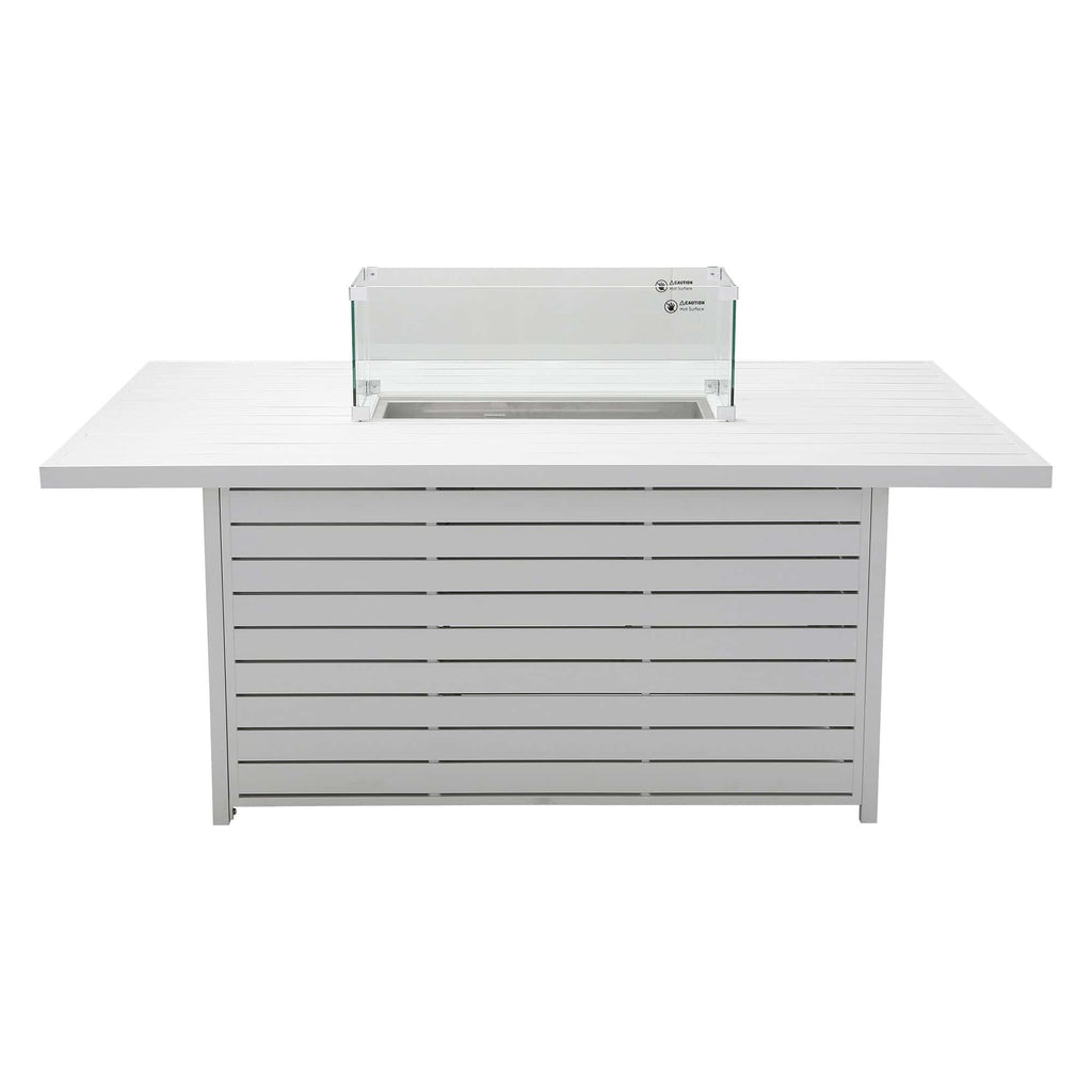 Agni Rectangular Gas Fire Pit Table – White