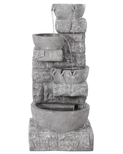 Minerva Solar 4-Tier Rustic LED Light Water Feature