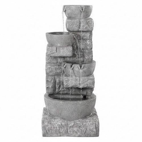 Minerva Solar 4-Tier Rustic LED Light Water Feature