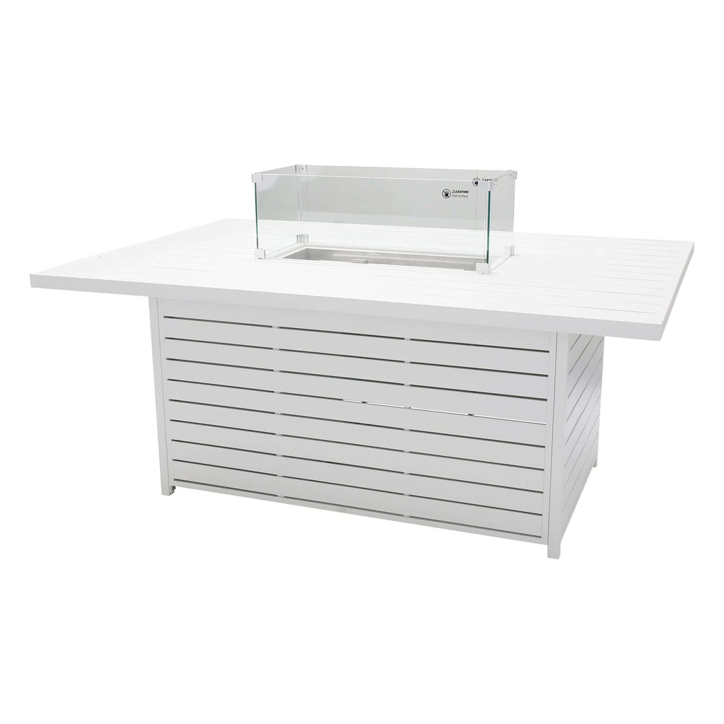 Agni Rectangular Gas Fire Pit Table – White