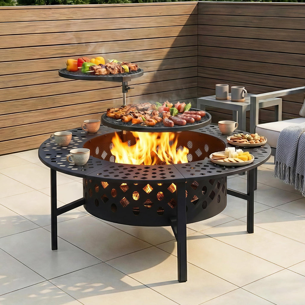 Falda BBQ/Charcoal Smoker, Portable Mesh Firepit & Fireplace