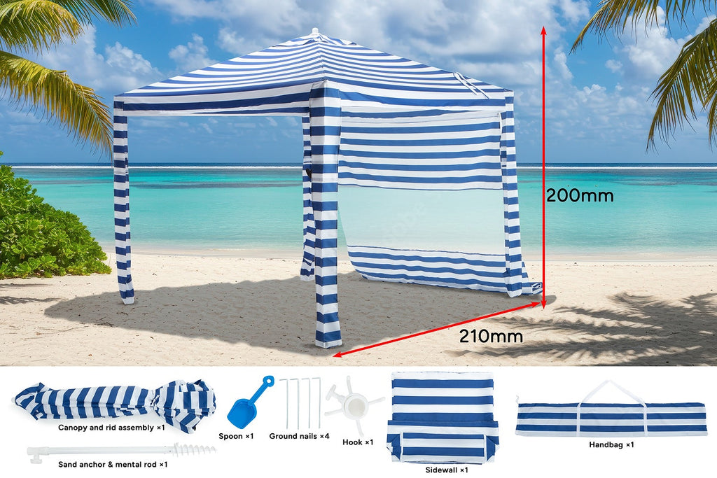 Fiesta Beach Cabana Shelter UV50 with Side Wall
