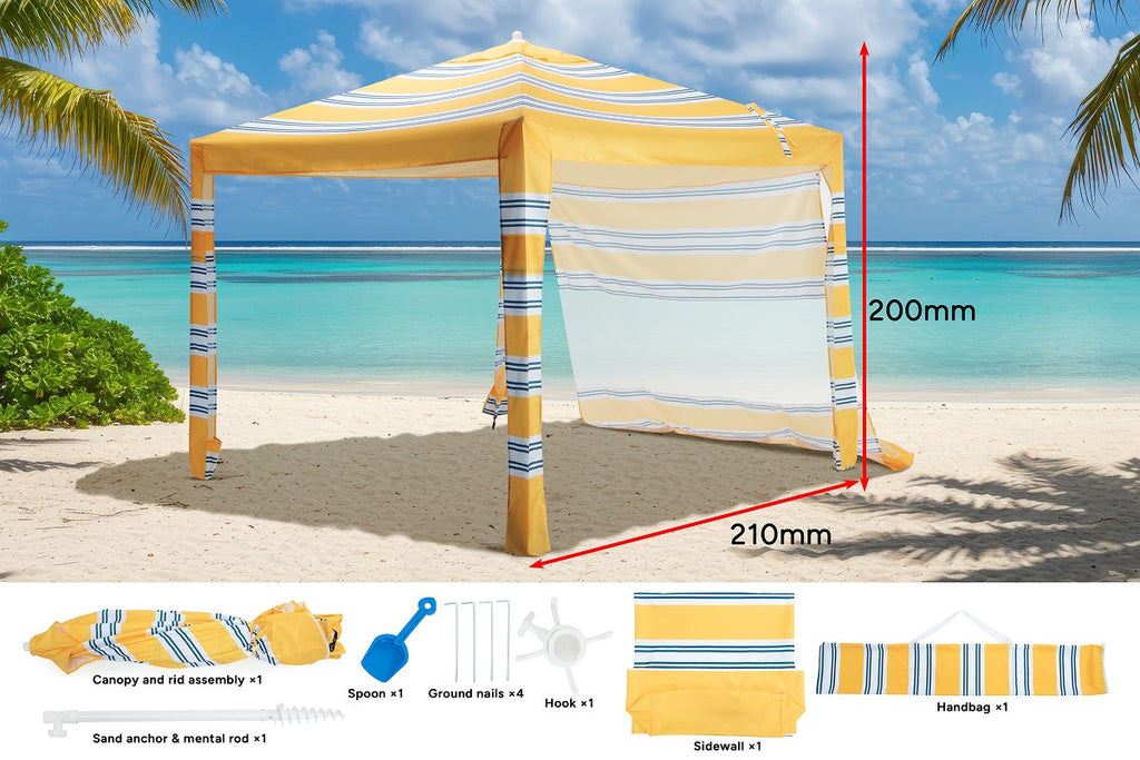 Fiesta Beach Cabana Shelter UV50 with Side Wall