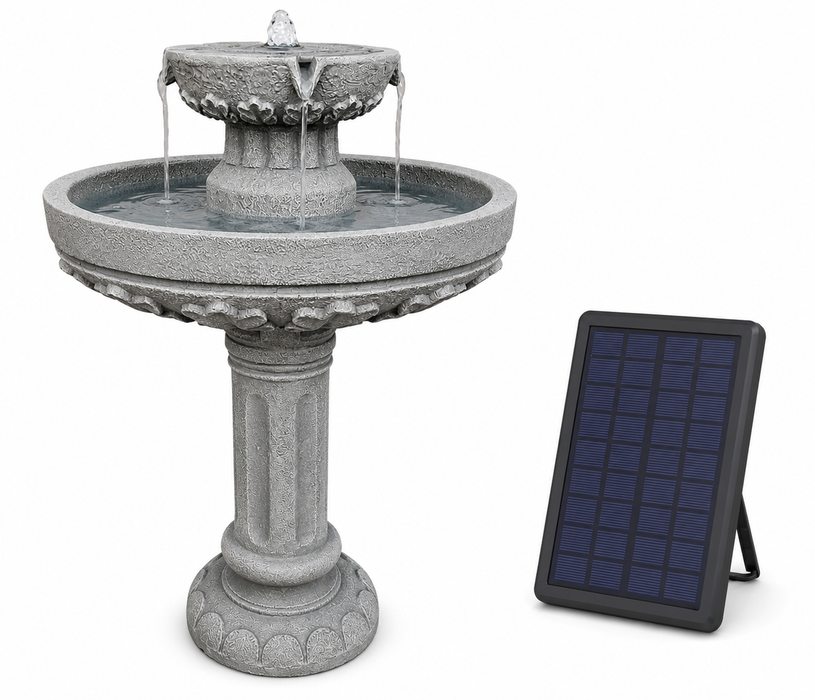 Azlan Solar Birdbath/Fountain w/ Battery Backup - 77cm