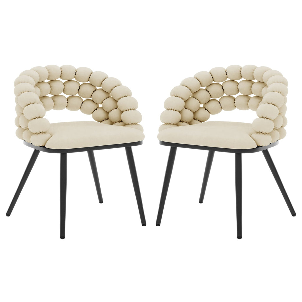 Jacqueline Curved Dining Chair Set of 2. Warm Grey or Oatmeal