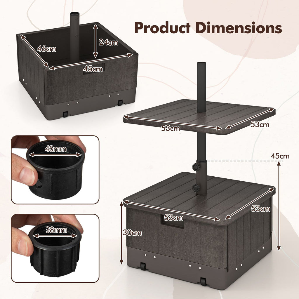 PatioJoy Fillable Umbrella Base w/Tray & Weighted Bag