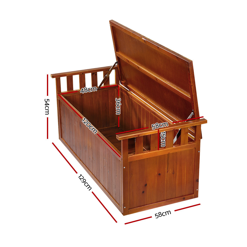 Revere Outdoor Storage Bench Box 129cm. Natural Finish