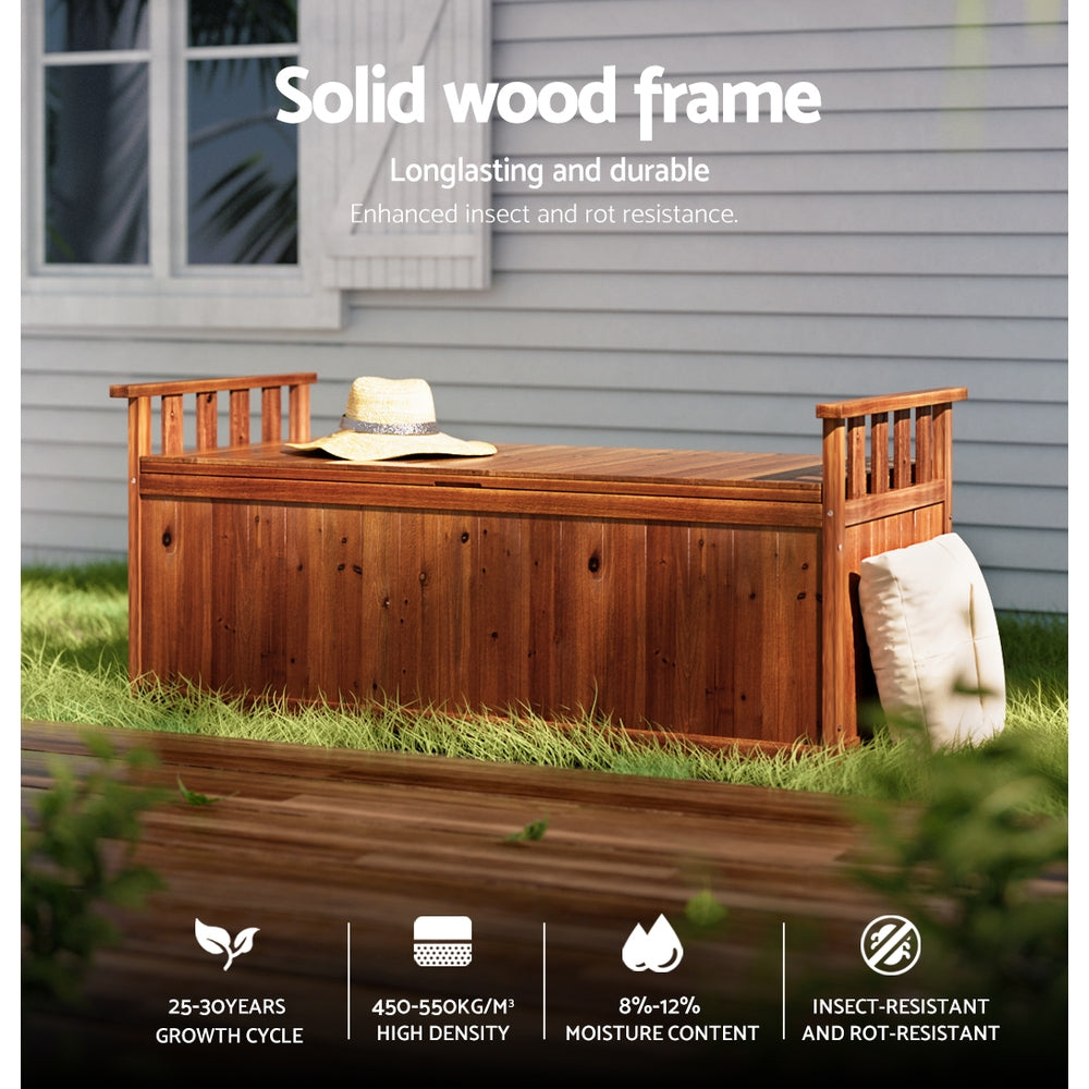 Revere Outdoor Storage Bench Box 129cm. Natural Finish