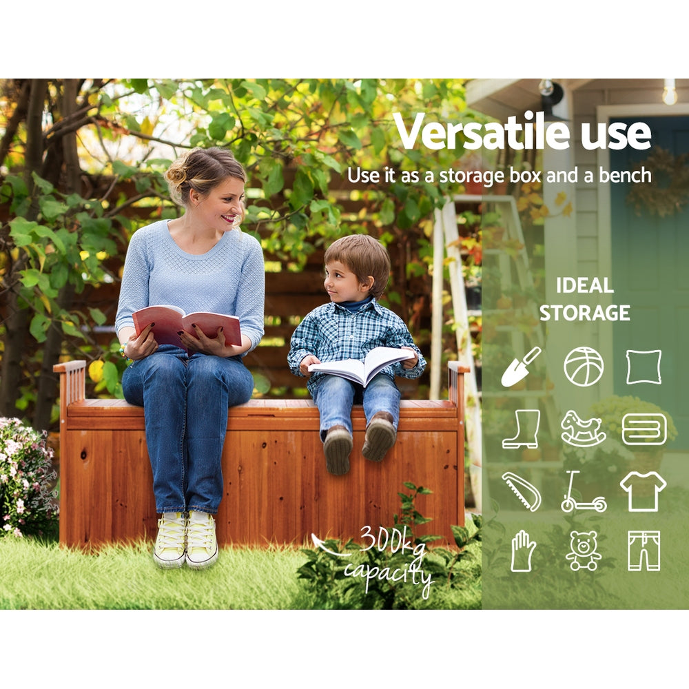Revere Outdoor Storage Bench Box 129cm. Natural Finish