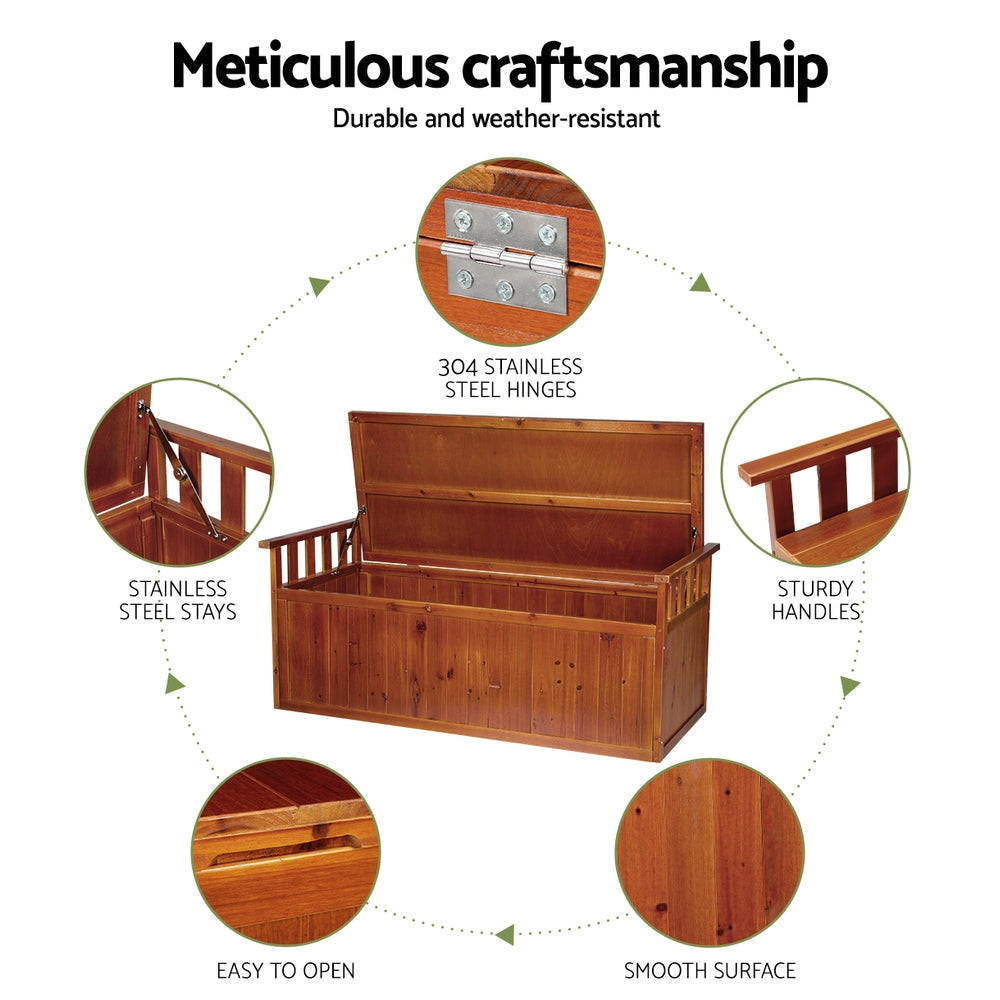 Revere Outdoor Storage Bench Box 129cm. Natural Finish