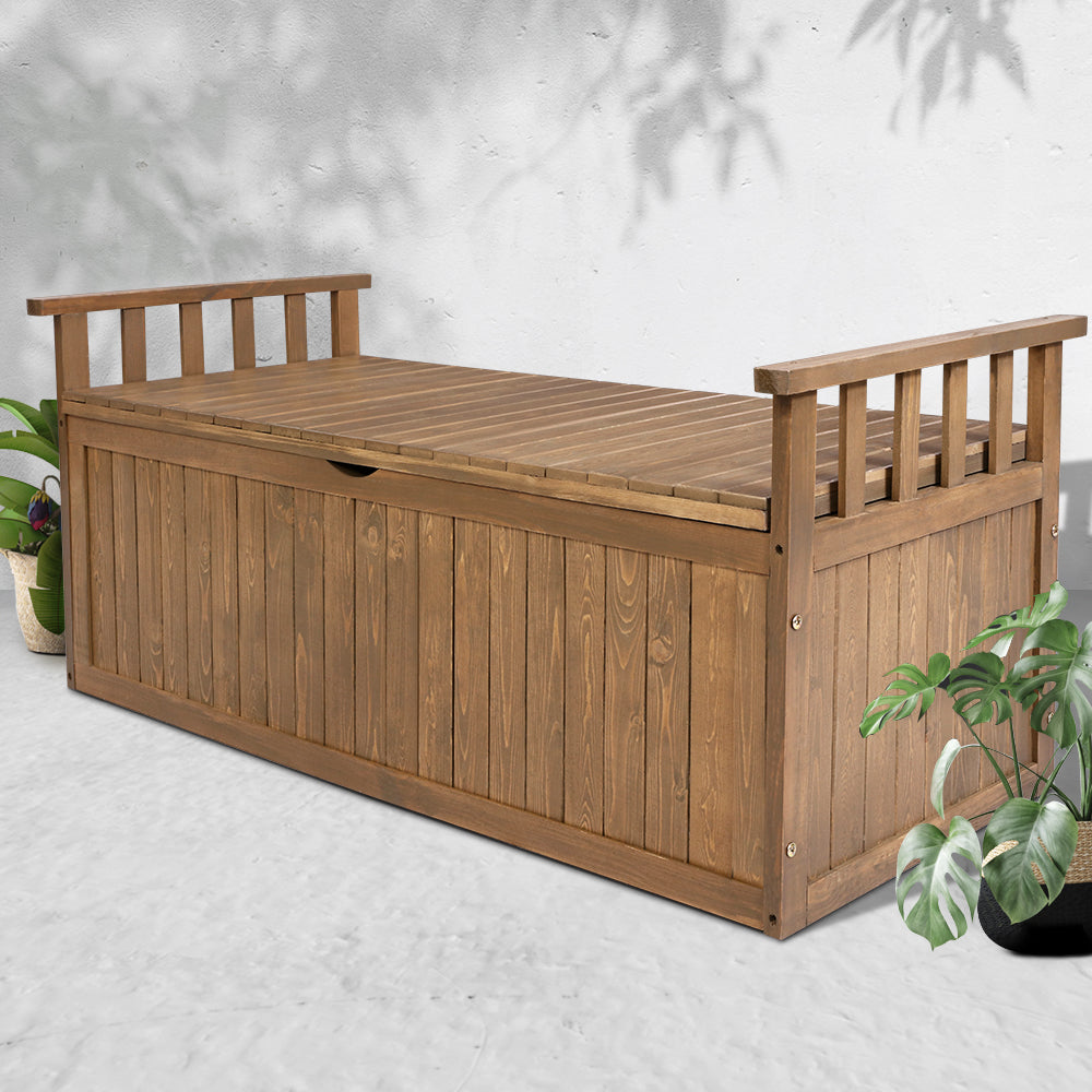 Revere Outdoor Storage Bench Box 129cm. Natural Finish