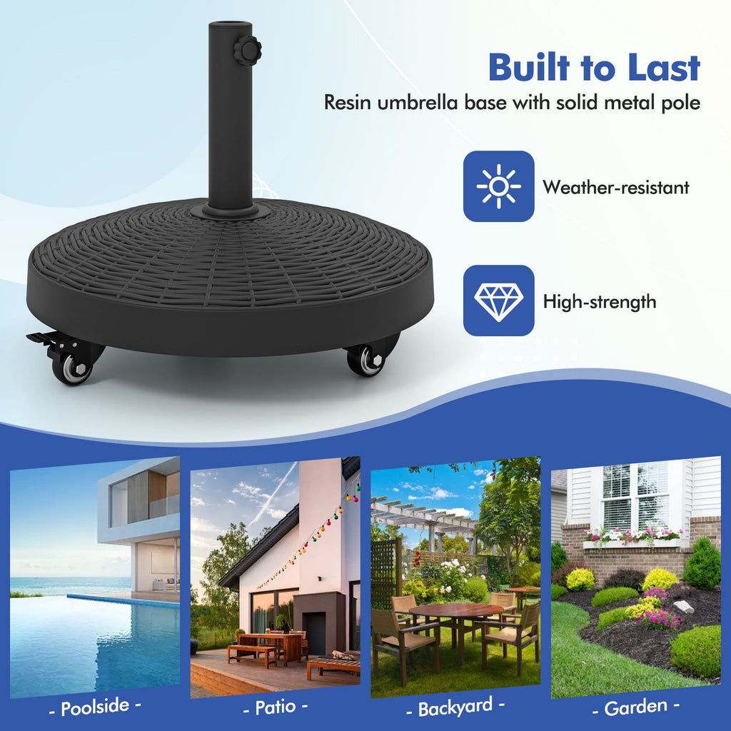 Round & Square Resin Umbrella Bases w/Lockable Wheels