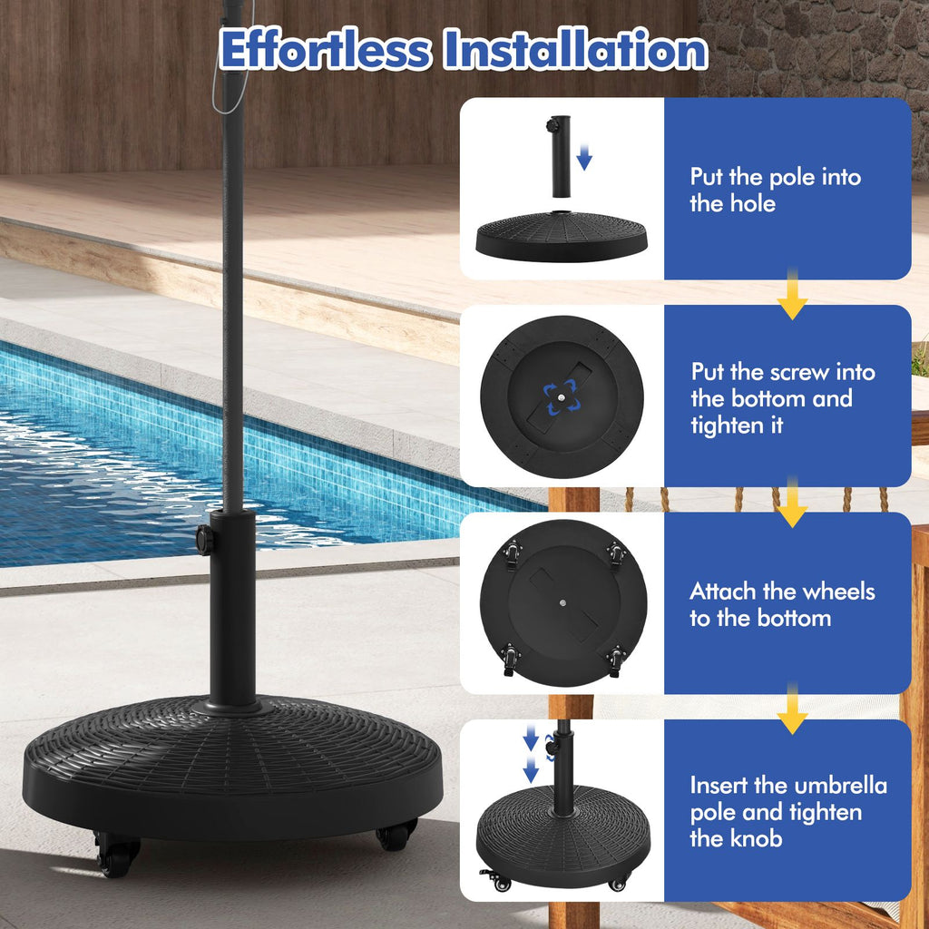 Round & Square Resin Umbrella Bases w/Lockable Wheels