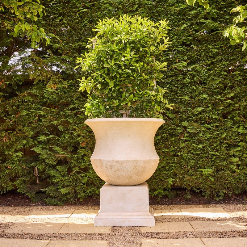 Aquaviva Concrete Garden Urn & Pedestal, Sandstone