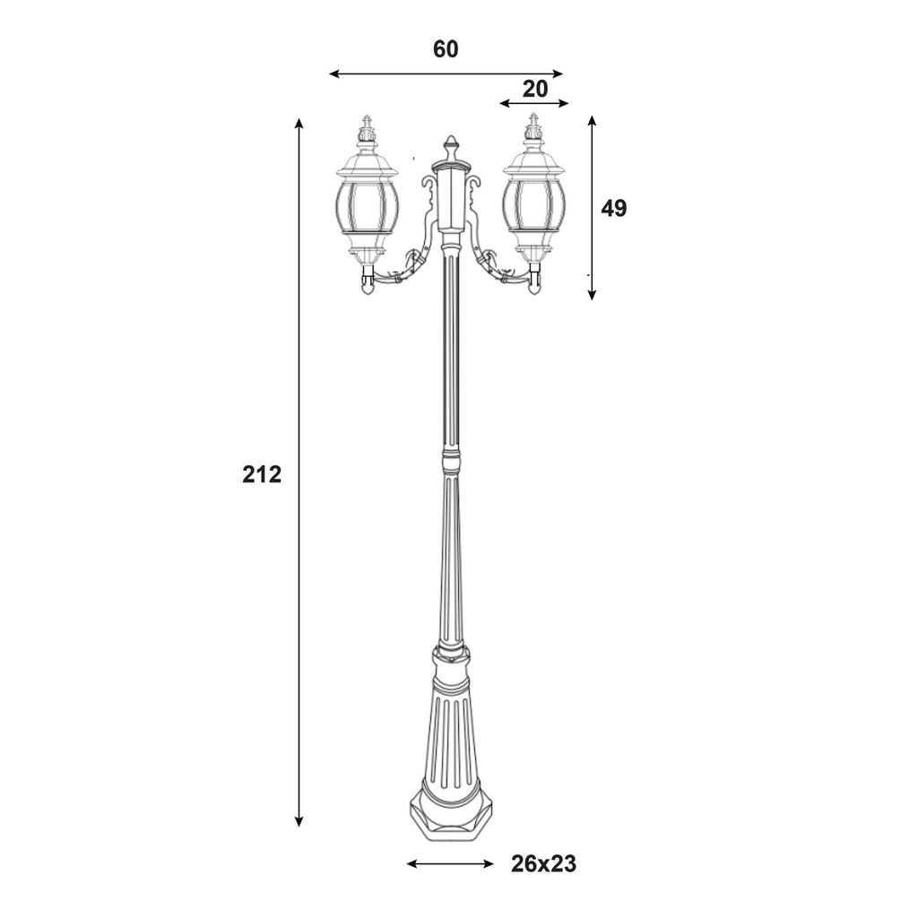 Zenobra Aluminium Twin Head Exterior Lamp Post