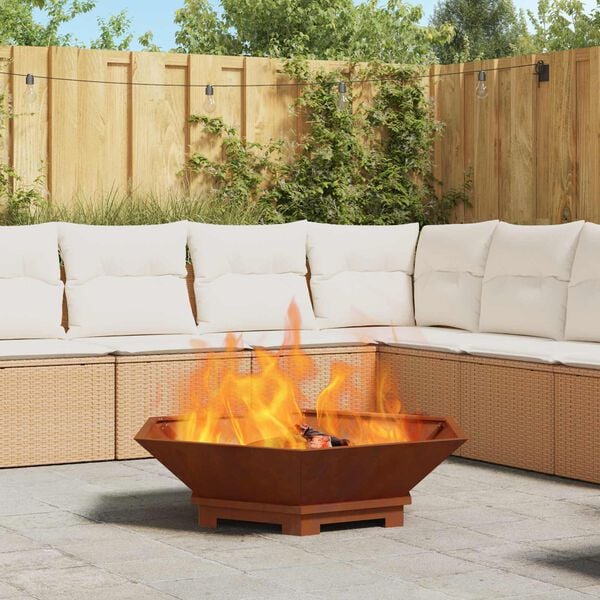 Atticus Firepit Brown Weathering Steel. 100 x 100 x 28cm