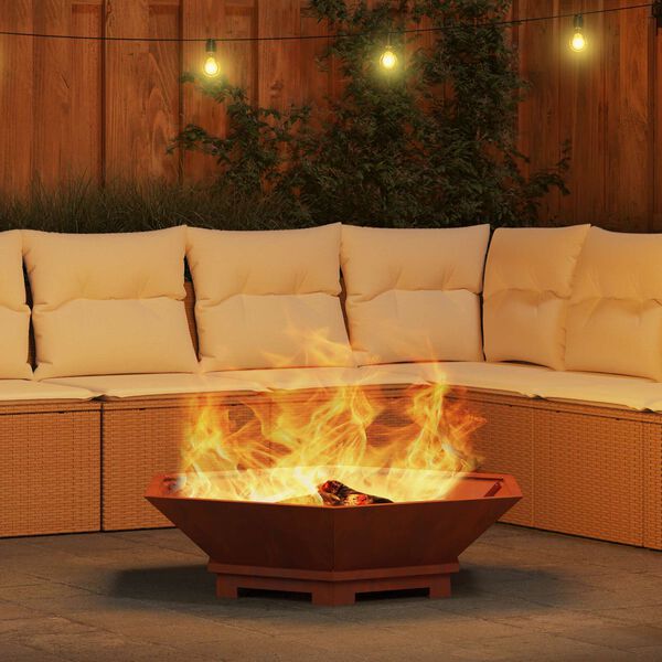 Atticus Firepit Brown Weathering Steel. 100 x 100 x 28cm